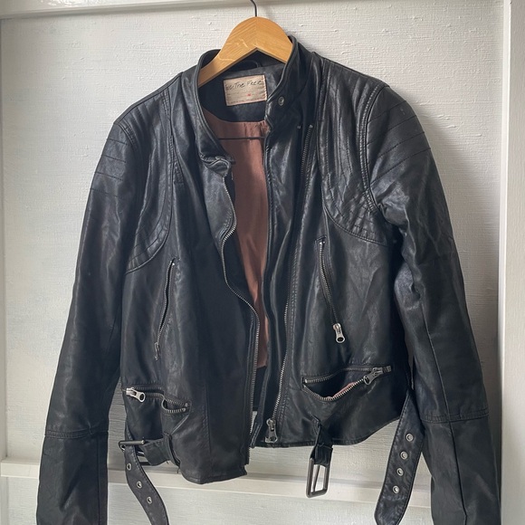 We The Free leather biker jacket with buckle detailing. - Picture 5 of 9